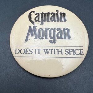 Vintage Button Captain Morgan Does‎ it With Spice Metal Pinback Pin